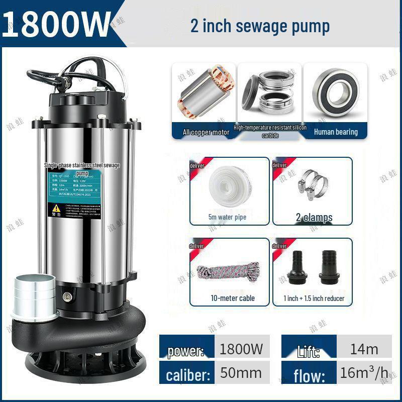 Copper Core 220V Stainless Steel Submersible Water Pump for Household, Sewage, and Agricultural Use