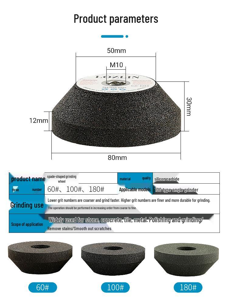 Shovel Type Knife Sharpener & Angle Grinder Wheel for Stone, Metal, Concrete, Stainless Steel Polishing & Grinding
