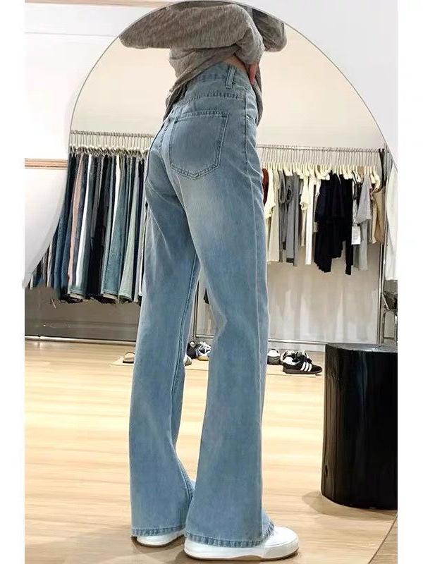 Dámské džíny s vysokým pasem a mikro rozšířenými nohavicemi v korejském stylu – léto 2025, plus size, všestranné a neobepínající.