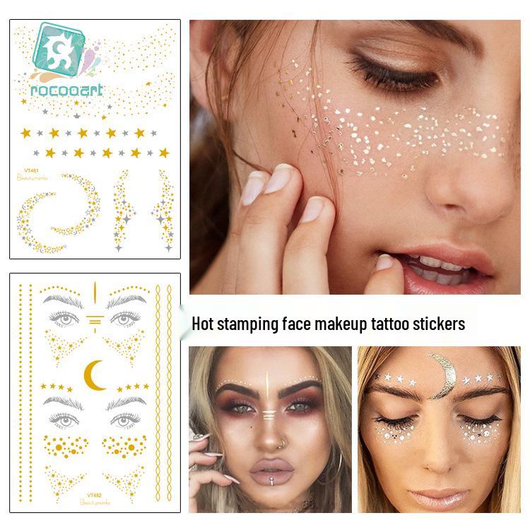 Waterproof Metallic Face Tattoo Stickers - Freckles & Party Designs