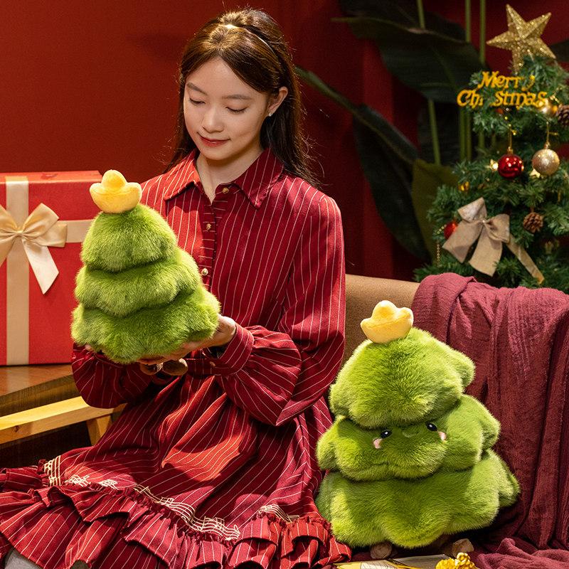 Colorful Cartoon Money Tree Christmas Little Pine Tree Plush Throw Pillow Sofa Chair Cushion Soft Stuffed Plants Party Decor