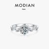 Modian S925 Sterling Silver Zircon Ring: Elegant Korean-Style Women's Wedding Ring with Hollow Design.