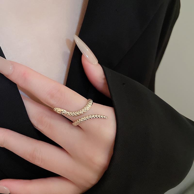 Pulsera Hiphop Punk Forma de Serpiente para Mujeres Hombres Vintage Apertura Retorcida Anillos de Pulsera Conjunto de Joyería con Colgante Statement Y2K