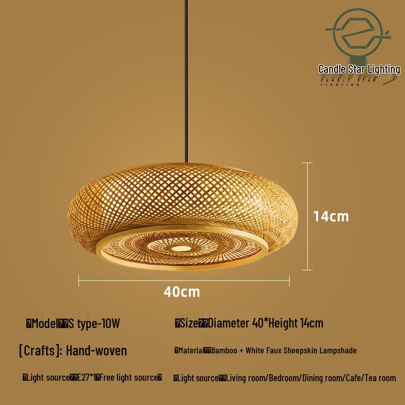 Zen Style Bamboo Rattan Pendant Light for Tea Rooms and Restaurants