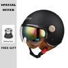 Men's Motorcycle Helmets Daul Lens Vintage Retro 3/4 Open Face Helmet Moto Equipment Four Seasons Double Visor Jet Helmet