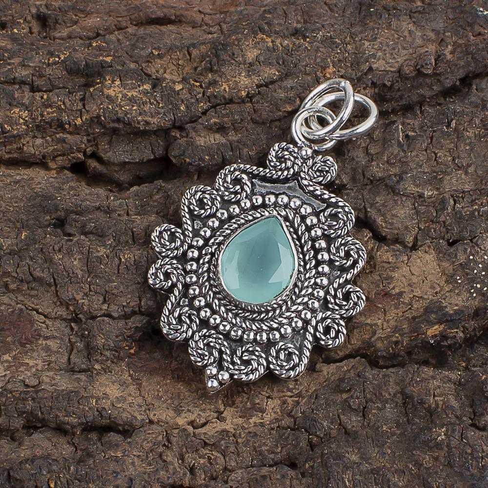 Wonderful Aqua Chalcedony Gemstone Silver Jewelry, 925 Solid Sterling Silver Pendant, Handmade Gorgeous Pendant Gift For Love