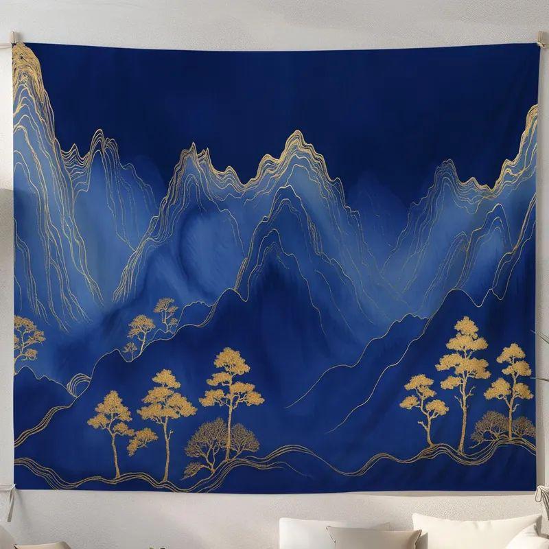 Tapestry of a luxurious landscape of blue mountains 75x100