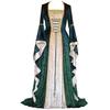 Abito Lungo in Velluto di Ispirazione Medievale Vintage con Maniche a Svasatura Vita Alta Gonna a Linea ad A Donna