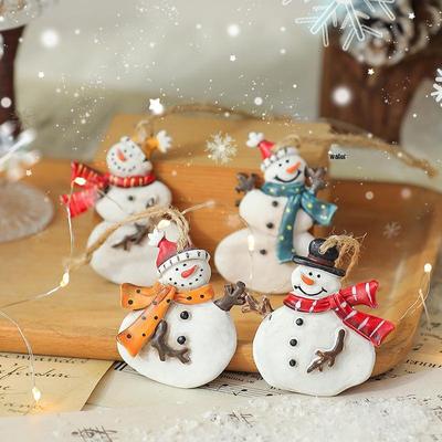 American Retro Christmas Snowman Cane Resin Pendant for Tree Decoration