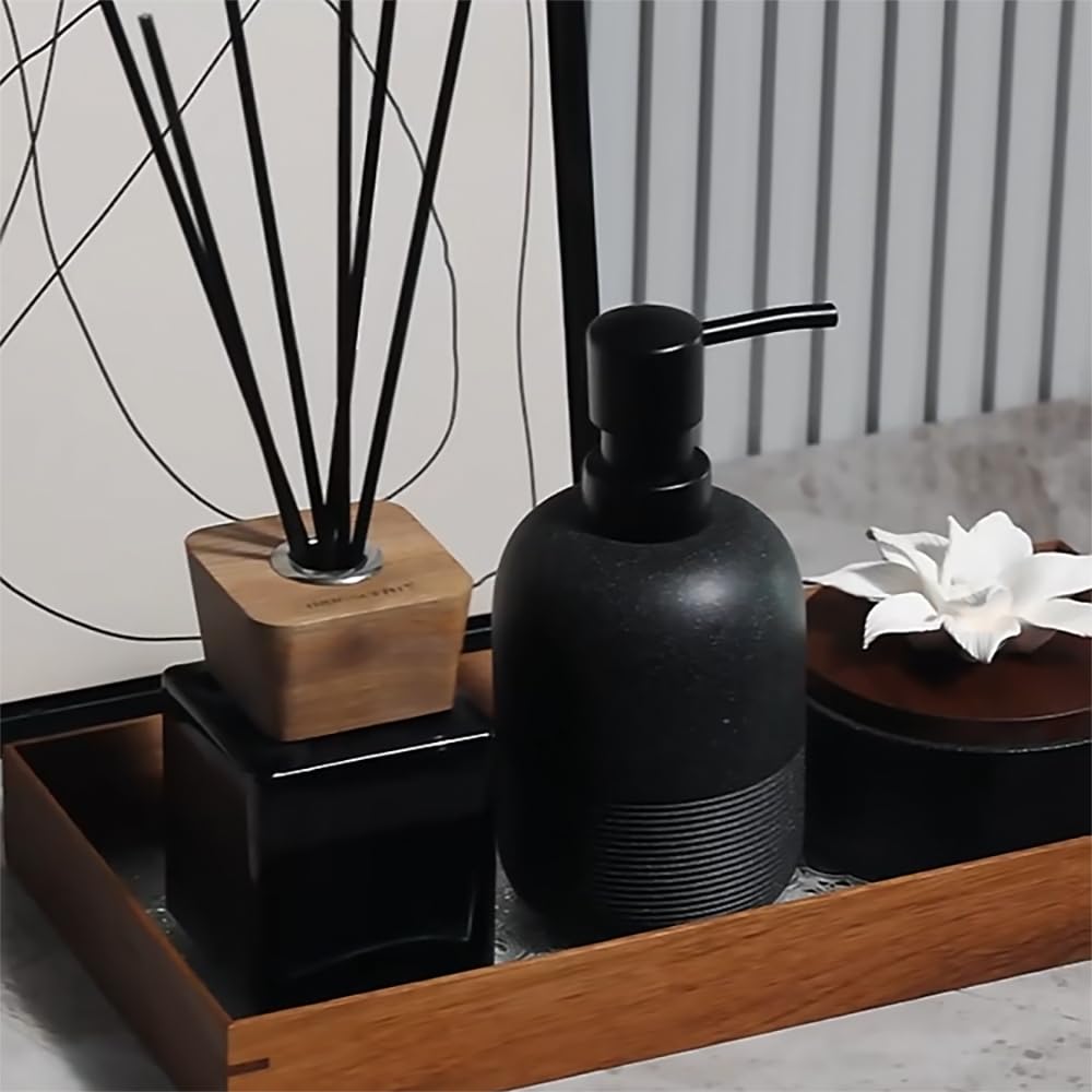 Soap Soap Soap Refillable Hand Dishwashing Scandinavian Korean Model Interior Dispenser, Stylish, Black, Liquid, Bottle, Bottle, Ceramic, Bottle,