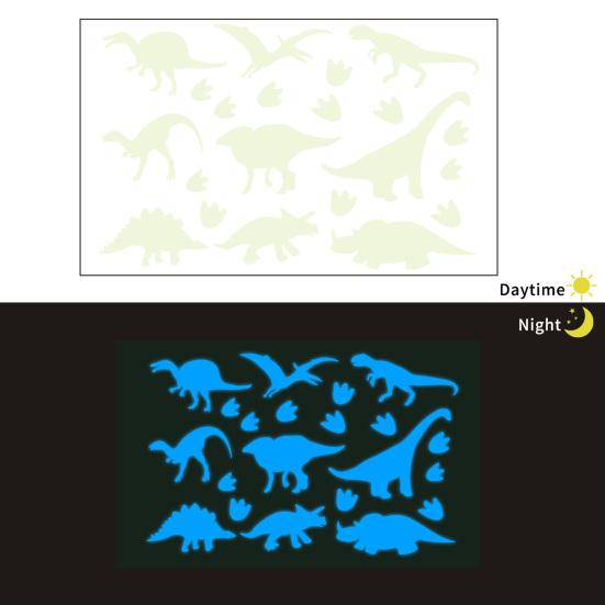 1 Sheet Glow-in-the-Dark Dinosaur Wall Stickers Waterproof Dinosaur Footprint Wall Decals Dinosaur Stickers for Nursery Kids Room