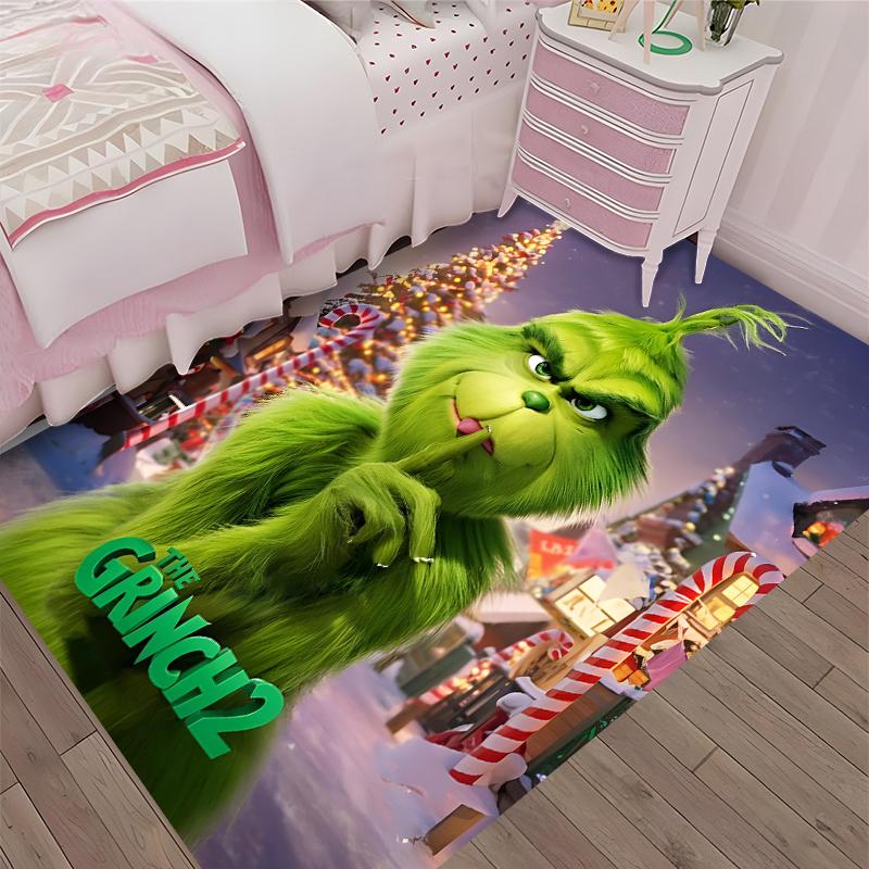 Tapis imprimé Grinch, Tapis pour chaise de bureau Salon Chambre à coucher Décoration de cuisine Cadeaux.