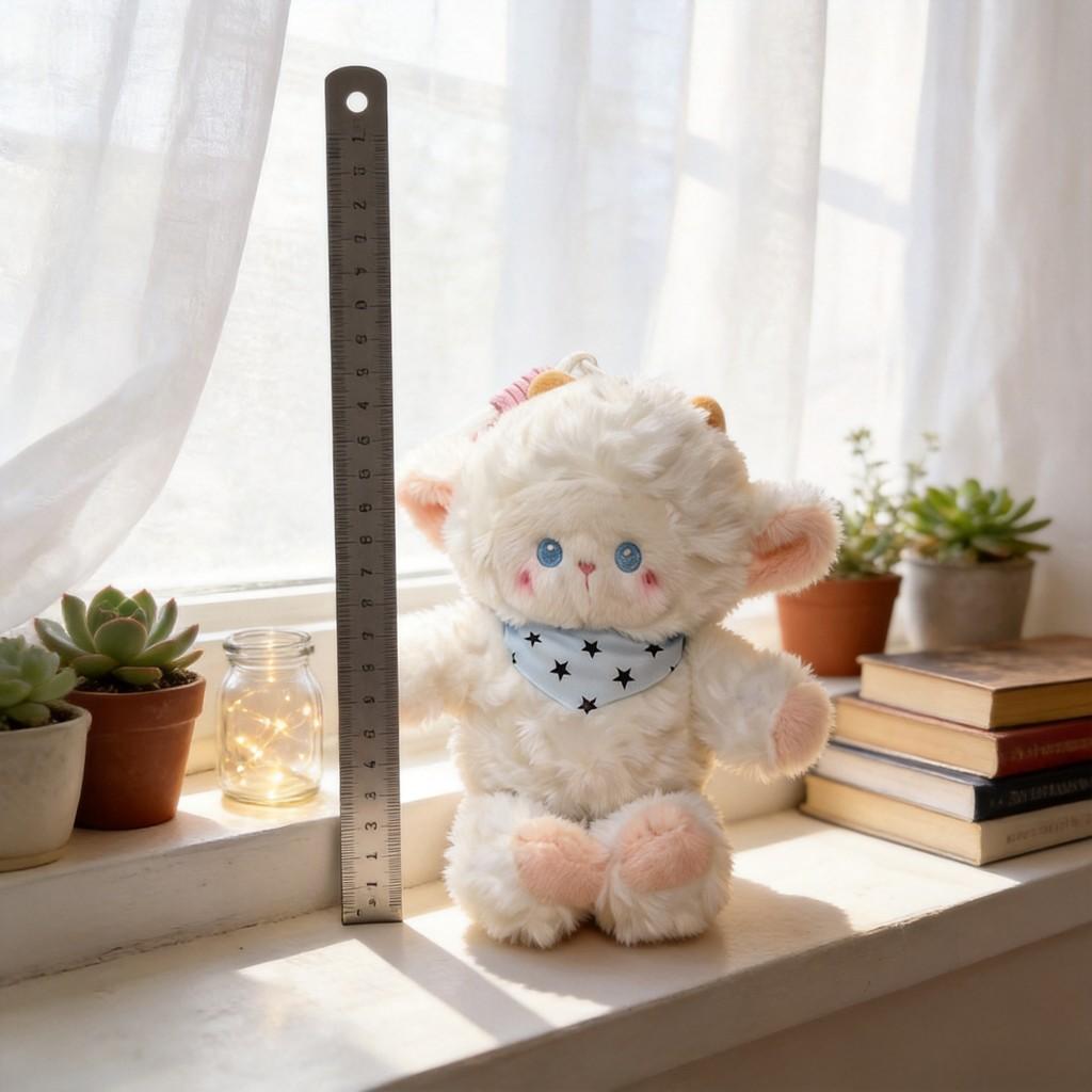 Animal Plush Toy Pendant In White And Pink For Children And Gift Use