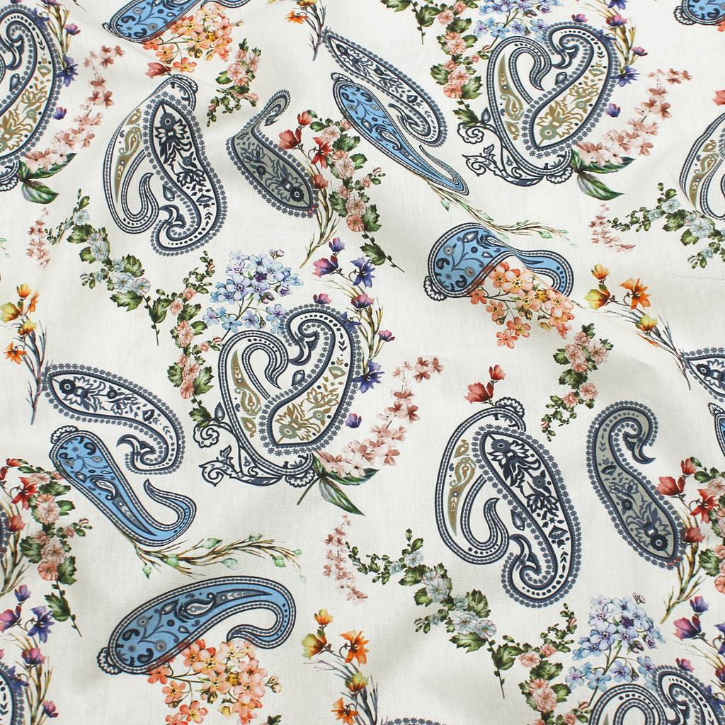 plin 100% Cotton Thin Fabric Paisley Flower Floral Cherry for DIY Summer Clothes Dress Shirt Blouse Quilt Craft