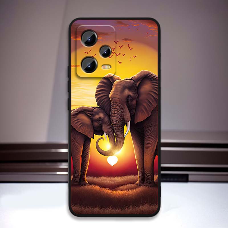 Cartoon Anime Animals Phone Case For Xiaomi Redmi Note 15 14 13 12 12S 11E 11 11S Pro Plus 4G 5G Black Soft TPU