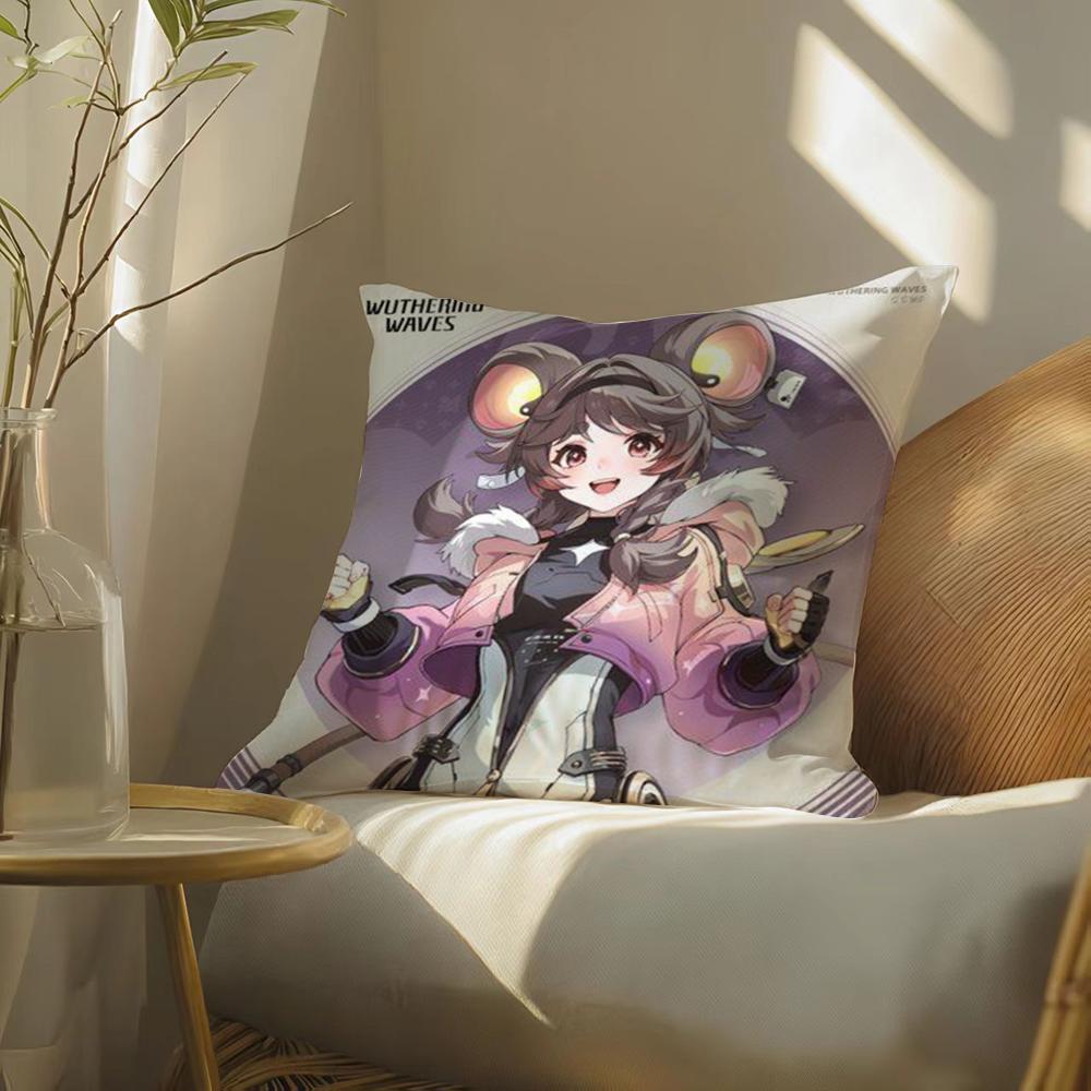 

Game WWuthering Waves Cool Character Pillow Case Pattern Printed Pillowcase for Living Room Sofa Cushion Cover Bedroom Decor 30X30cm