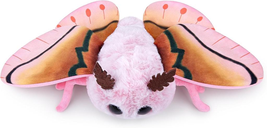 ZHONGXIN MADE Adorable Rose Maple Moth Plush Toy, 11-inch Rose Maple Moth Stuffed Animal, Handmade Pink Moth Insect Plush Model Toy, Unique Kids