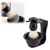 3PCS Black Beard Shaving Tool 2-in-1 Design Beard Grooming Kit Durable Shaving Brush Stand Home