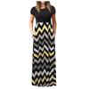 Women Fashion  Gradient Print Short  Sleeve Spaghetti Maxi Dress