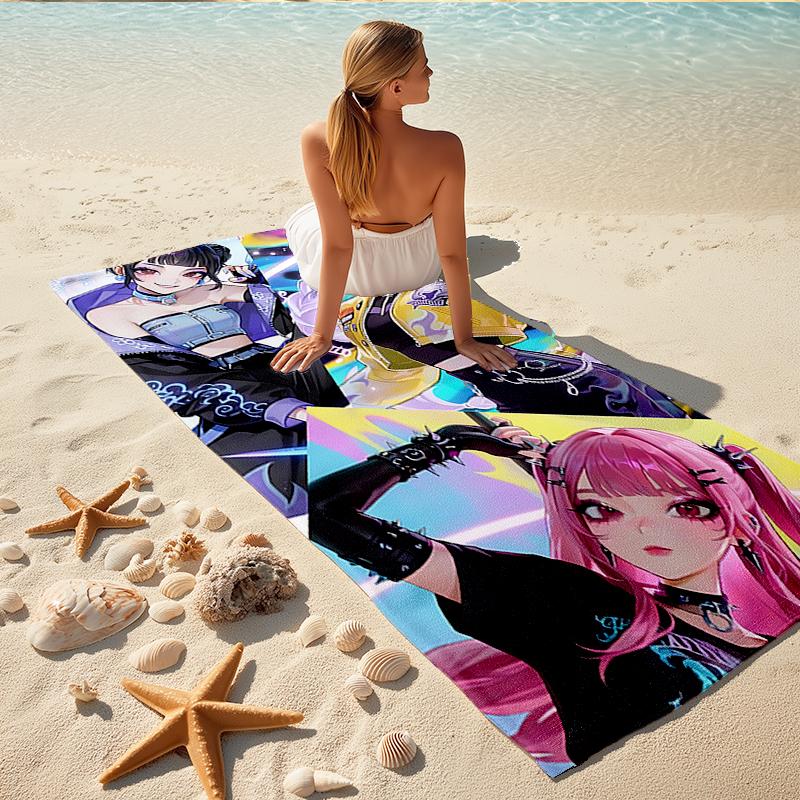 1Pc Vivid Future Visions Beach Towel, Quick Dry, Multi-Use for Beach Pool Gym Yoga Home Travel, Christmas, Halloween, Xmas Gift M929189