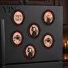 Halloween Party Supplies Retro Frame Refrigerator Magnet, Wood Oval Picture Fridge Kitchen Decor Magnet Cabinet Whiteboard for Home Office Artistic
