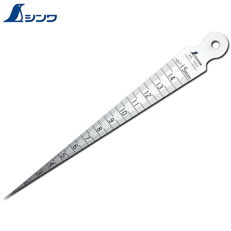Линейка-щуп Shinwa Penguin Hole Ruler 1-15 мм, линейка зазоров, линейка для измерения внутреннего диаметра, измеритель зазоров из нержавеющей стали, коническая линейка, клиновидная линейка 62600