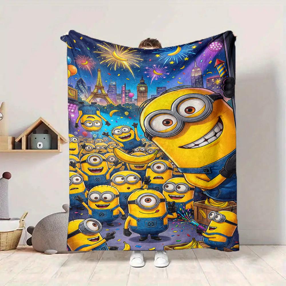 1Pc Minions Bananas Party Blanket Soft And Comfortable Casual Warm Camping Travel Christmas Halloween Gift M91750