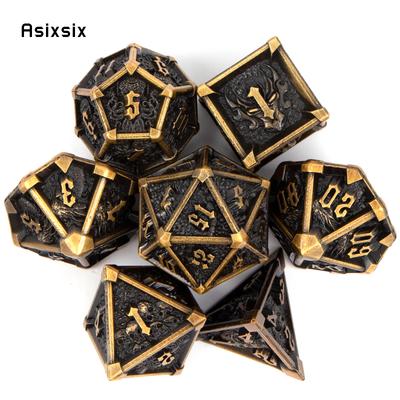 7 ks Černá Žlutá Lebka Kovová Kostky Pevné Kovové Polyhedrické Kostky Sada Vhodná pro Role-Playing RPG Stolní Hru Kartovou Hru