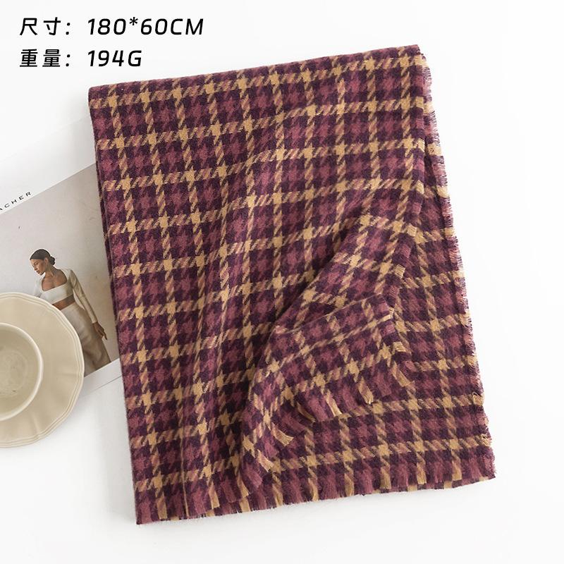 

Plaid imitation cashmere fringed scarf women s checkerboard fashion commuter warm scarf shawl 65*200cm