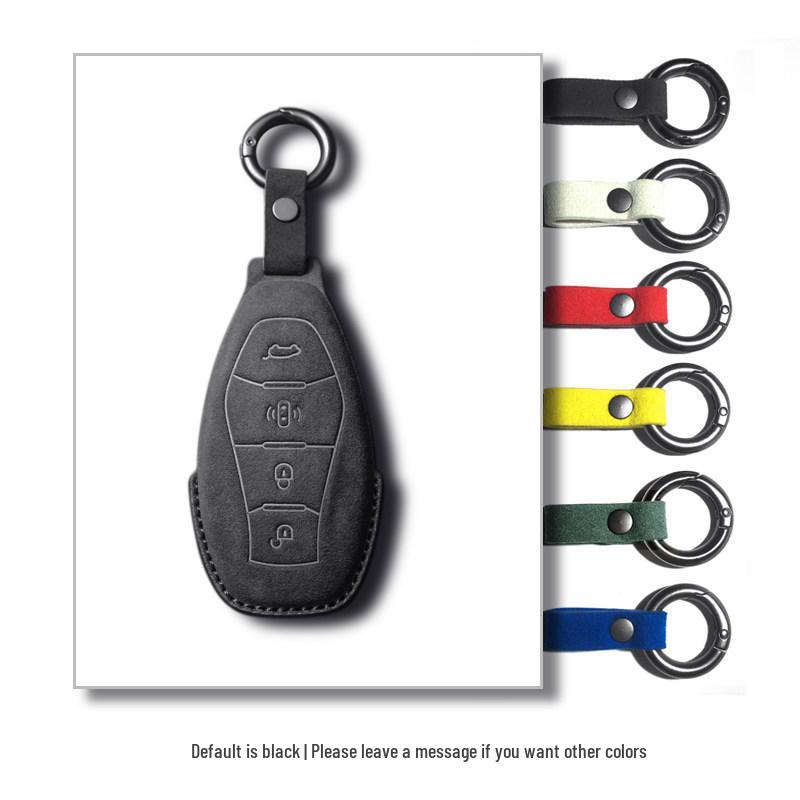 Suede Car Key Holder for FAW Hongqi HS5 HS7 H5 H6 H9 HQ9 with Buckle and Chain