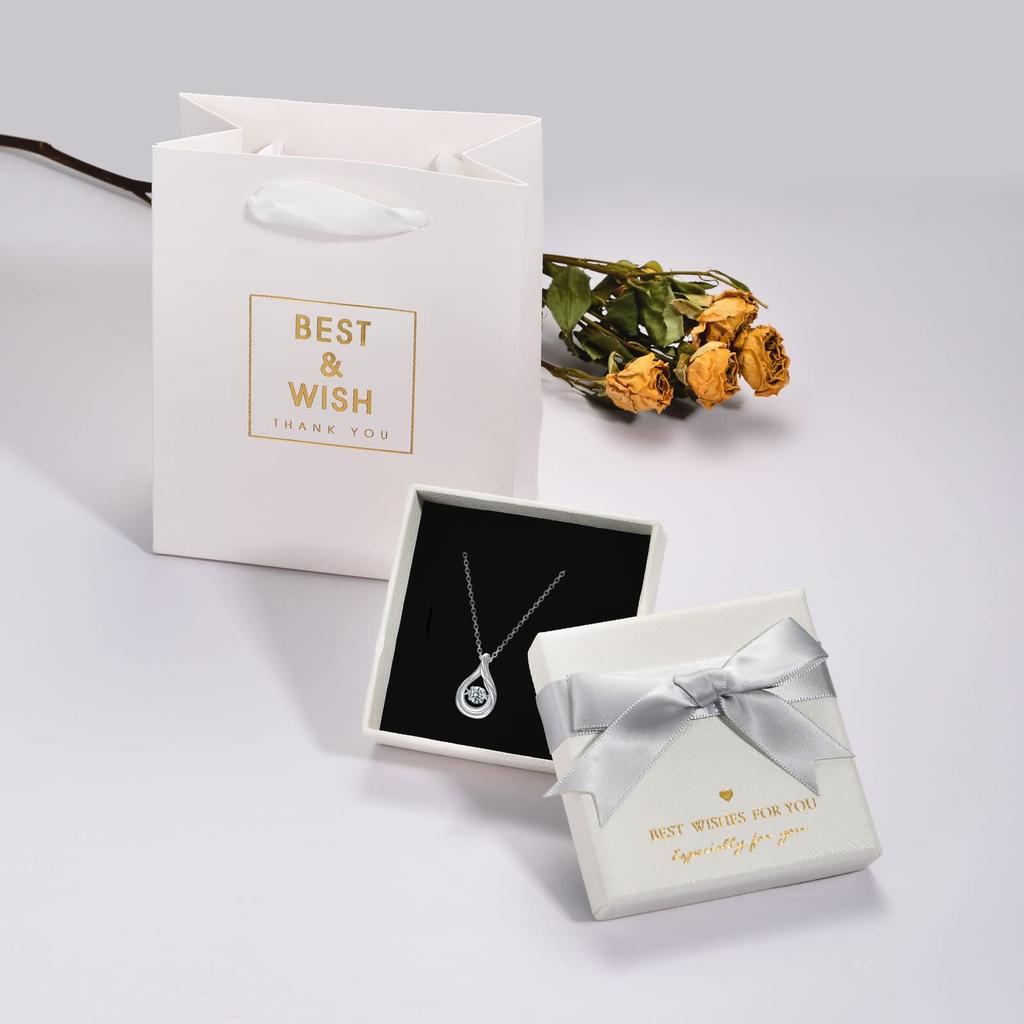 Diamond Necklace Diamond Pendant Silver Chain Present Box Christmas Present [PEIMKO] Women's 0.3ct [Gift Set] Birthday-1