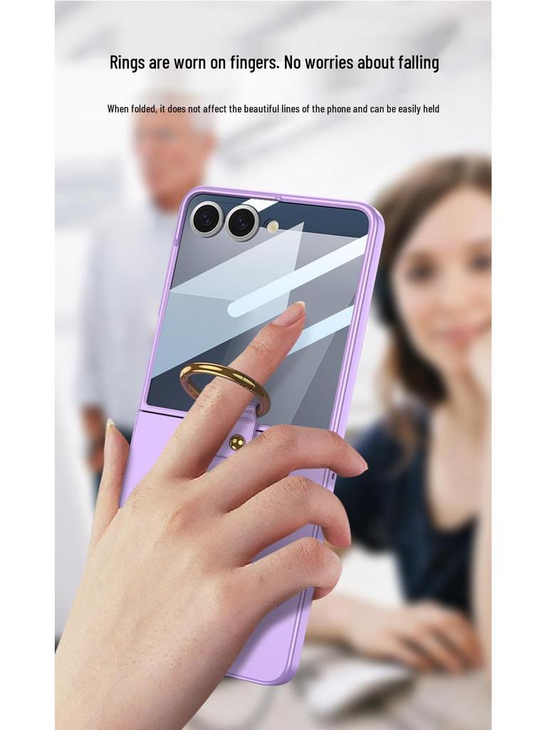 Samsung Z Flip7 Frosted Ring Hard Shell Case: High-End, Integrated Screen Protection