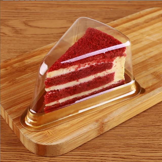 A03 Triangle Cake Box for 6-inch/8-inch Mousse, Mille-feuille, and Durian Pastries - Transparent Disposable Packaging