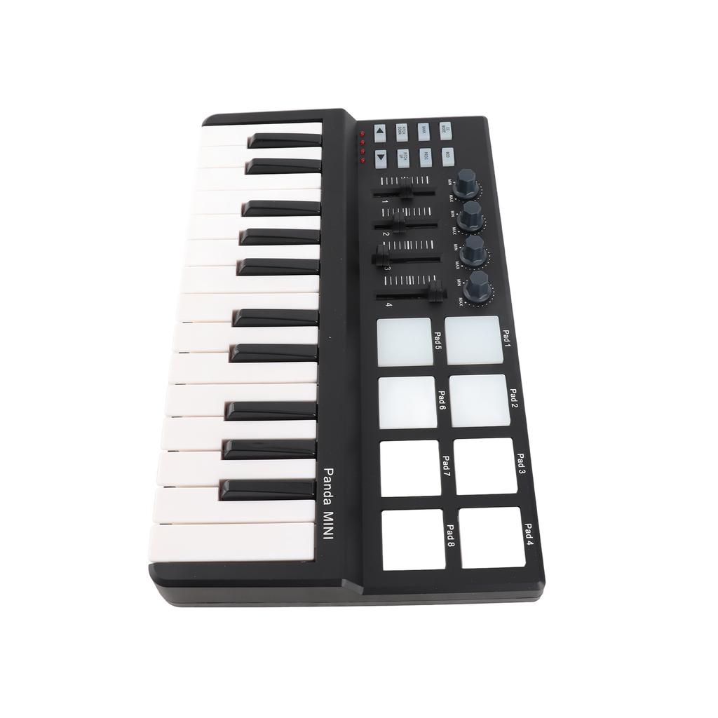 25 Key Ultra Portable USB MIDI Keyboard Controller with 8 Colorful Backlit Trigger Pads