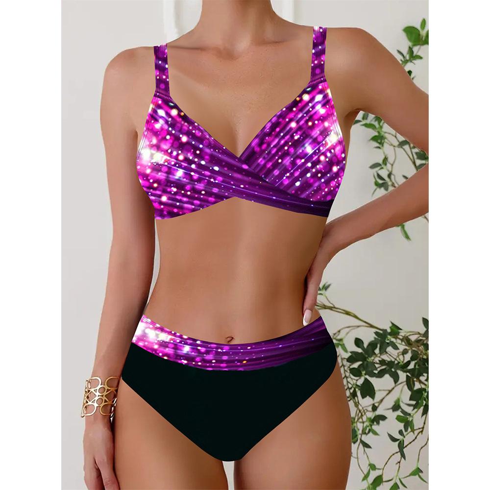 Letní módní design Dámské bikiny dvoudílné kroucené plavky s potiskem Tankiny a sportovní plážové oblečení S-5XL