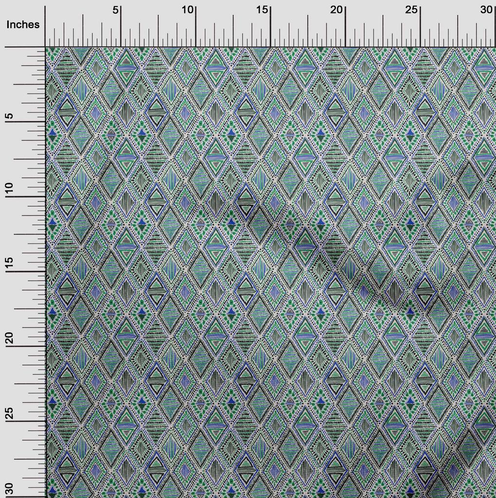 oneOone Cotton Flex Green Fabric Tribal Quilting Supplies Print Sewing Fabric by The Yard 40 Inch