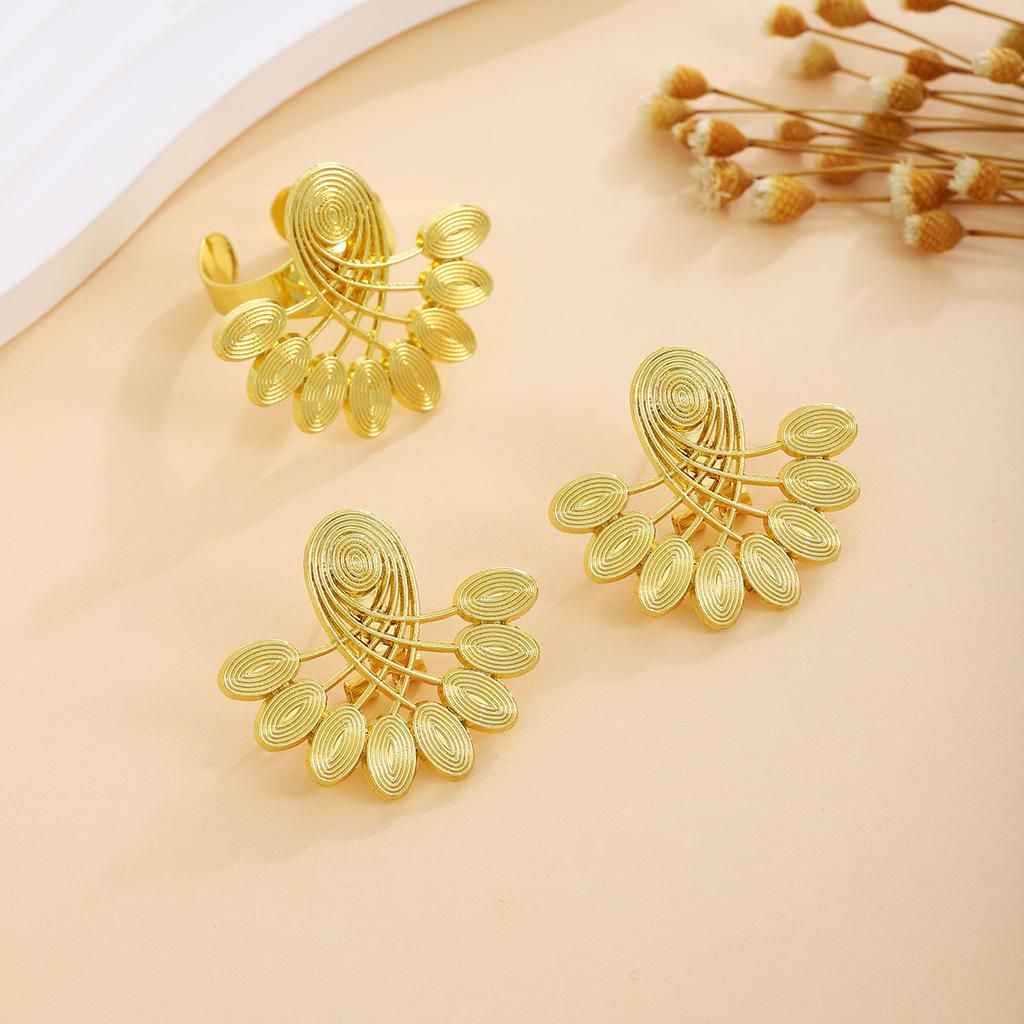Flower Ring Personalized Earrings, Light Luxury Fashion High Sense Metal Style Simple Temperament Earrings