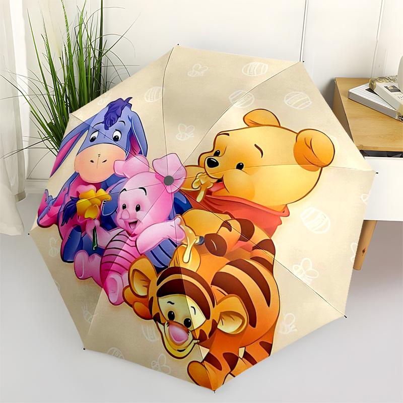 

Winnie and friends Themed Travel Umbrella-8 Ribs Automatic Opening and Closing, Portable Folding Design, Compact and Stylish Umbrella