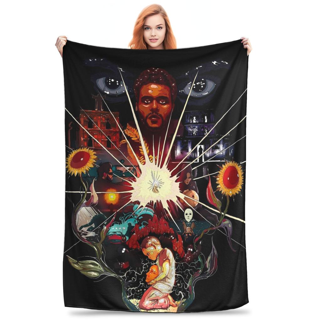 The Weeknds Rapper Singer Warm Blanket  Picnic Plush Bedding Throws Aesthetic Couch Chair Flannel Bedspread Sofa Bed Cover