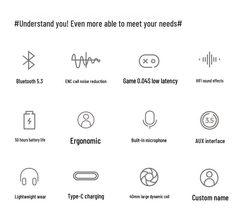 Over-Ear Bluetooth Headphones: Ultra-Long Battery, No Latency, Perfect for Sports & Gaming