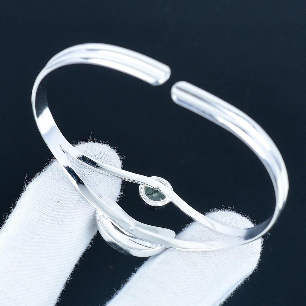 Prehnite Gemstone Handmade Cuff Bangle 925 Sterling Silver Cuff Bangle, Prehnite Bracelet For Wife , Unisex Bangle, Christmas Day Gift