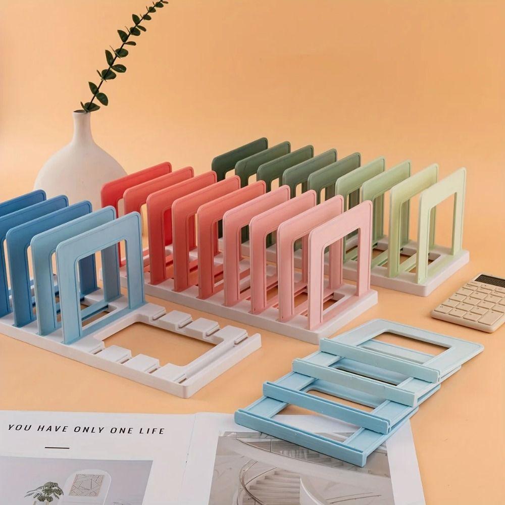 Non-slip Desktop Book Stand Adjustable Vertical Book Holder File Storage Bookshelf  Documents