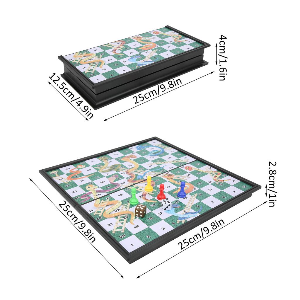 Magnetisches Schlangenleiter-Schach Faltbares Schachbrett Pädagogisches Kinderspielzeug Brettspiel-Set Schlangenleiter-Schachspiel