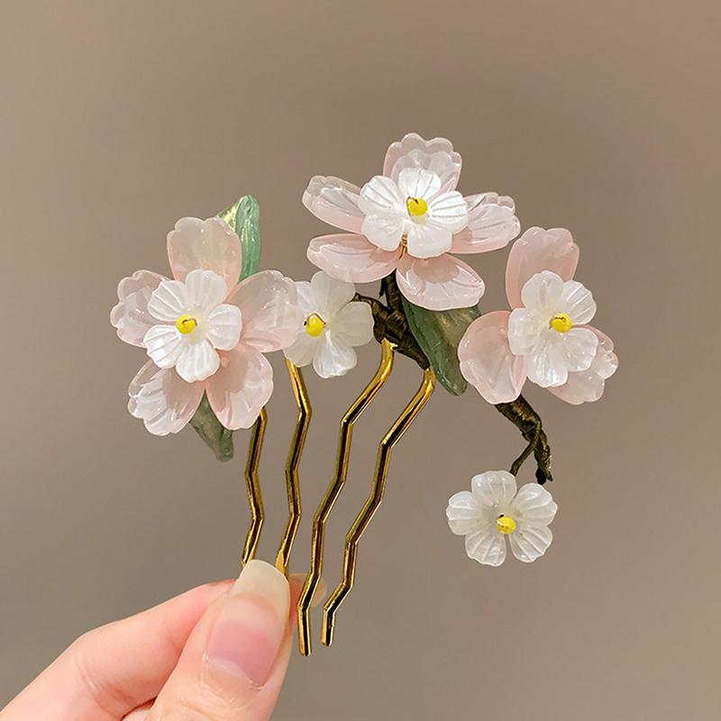 Classical Hair Comb Chinese Style Hair Stick U Shape Flower Cheongsam Hairpin For Hanfu Accessories