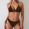 Europe, America, The New Solid-color Bikini Swimsuit Women's Briefs with Laces To Gather Split Sexy Swimsuit