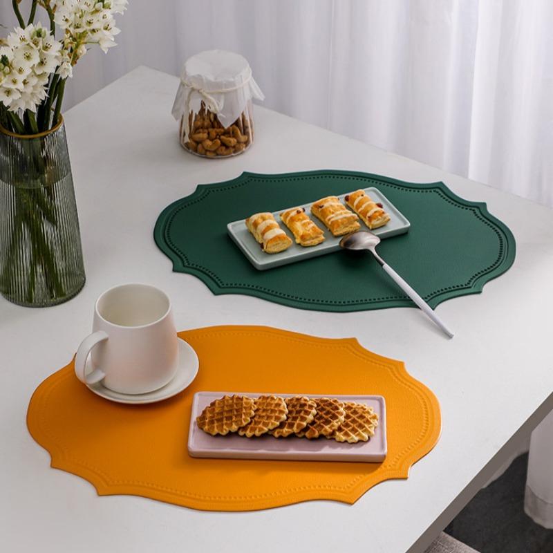 Vintage Irregular Placemat Heat Proof Mats Home Table Decoration Pot Holders Kitchen Waterproof Oil Proof Hot Fake Leather Pads