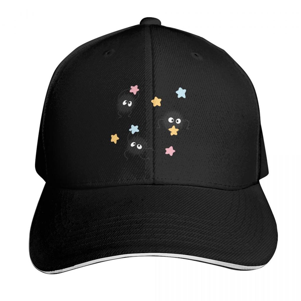 little soot ghosts with colorful stars Baseball Cap Rave birthday Ball Cap Big Size Hat Women Unisexs
