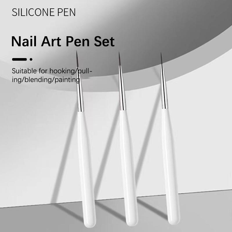 3Pcs/Set Acrylic French Stripe Nail Art Line Painting Pen 3D Tips Manicure Slim Line Drawing Pen Uv Gel Brushes Painting Tools