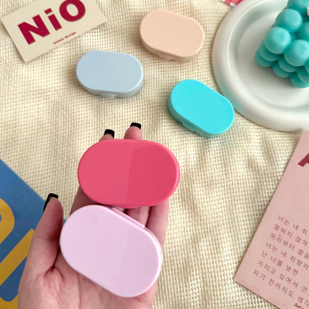 Ins Contact Lens Box Retro Color Companion Care Box Girls Contact Lens Case Portable Contact Lenses Case with Mirror