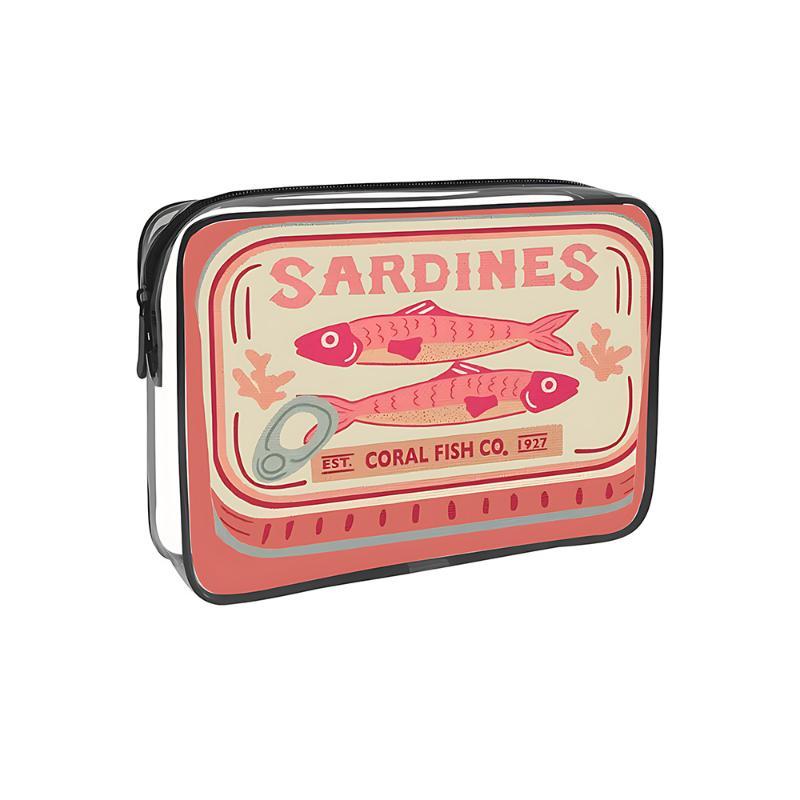 Sardines en Conserve Sac de Voyage Cosmétique pour Femmes Mignon Sac de Toilette Créatif Portable Mode Fermeture Éclair Multifonction Pour Vacances du Weekend